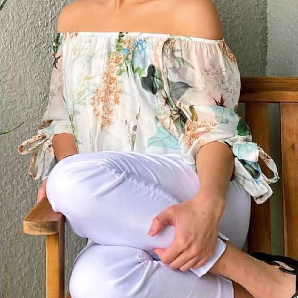 Off the shoulder flowy floral top